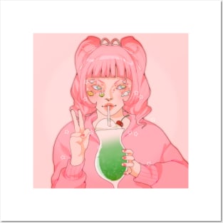 Pink melon soda girlie Posters and Art